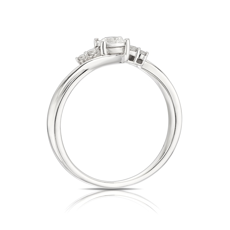 Main Image 3 of 9ct White Gold 0.25ct Diamond Twist Illusion Solitaire Ring
