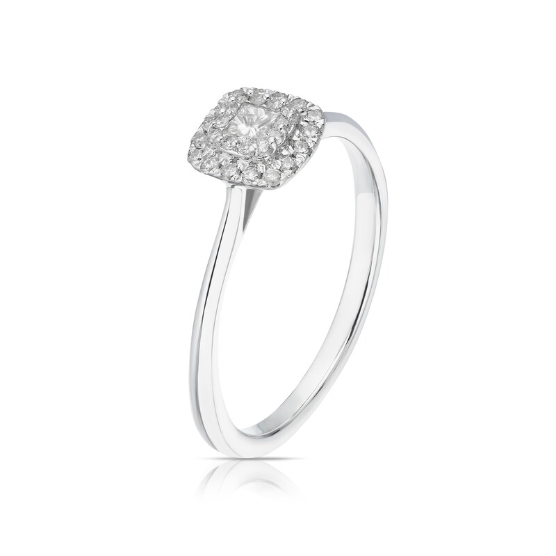 Main Image 2 of 9ct White Gold 0.25ct Diamond Princess Halo Ring