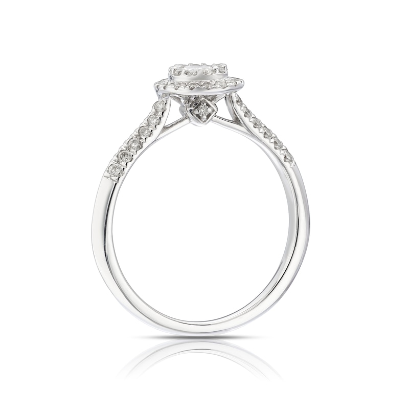 Main Image 3 of 9ct White Gold 0.50ct Diamond Double Halo Pear Ring