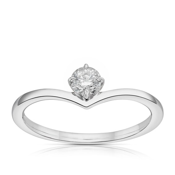 9ct White Gold 0.25ct Diamond V-Shape Solitaire Ring