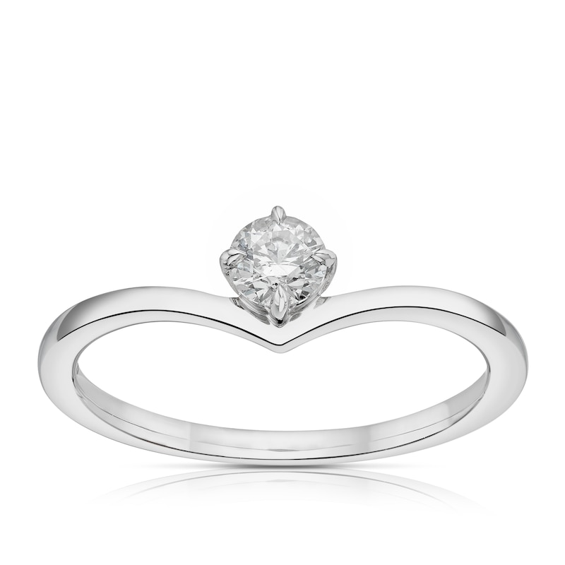 Main Image 1 of 9ct White Gold 0.25ct Diamond V-Shape Solitaire Ring