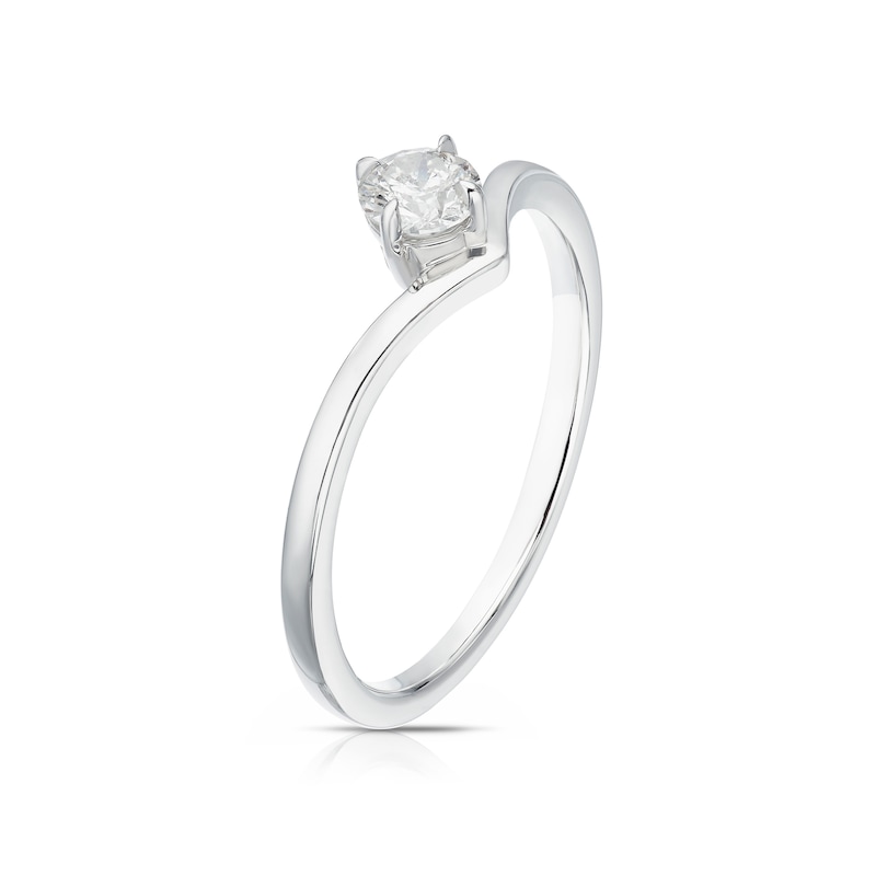 Main Image 2 of 9ct White Gold 0.25ct Diamond V-Shape Solitaire Ring