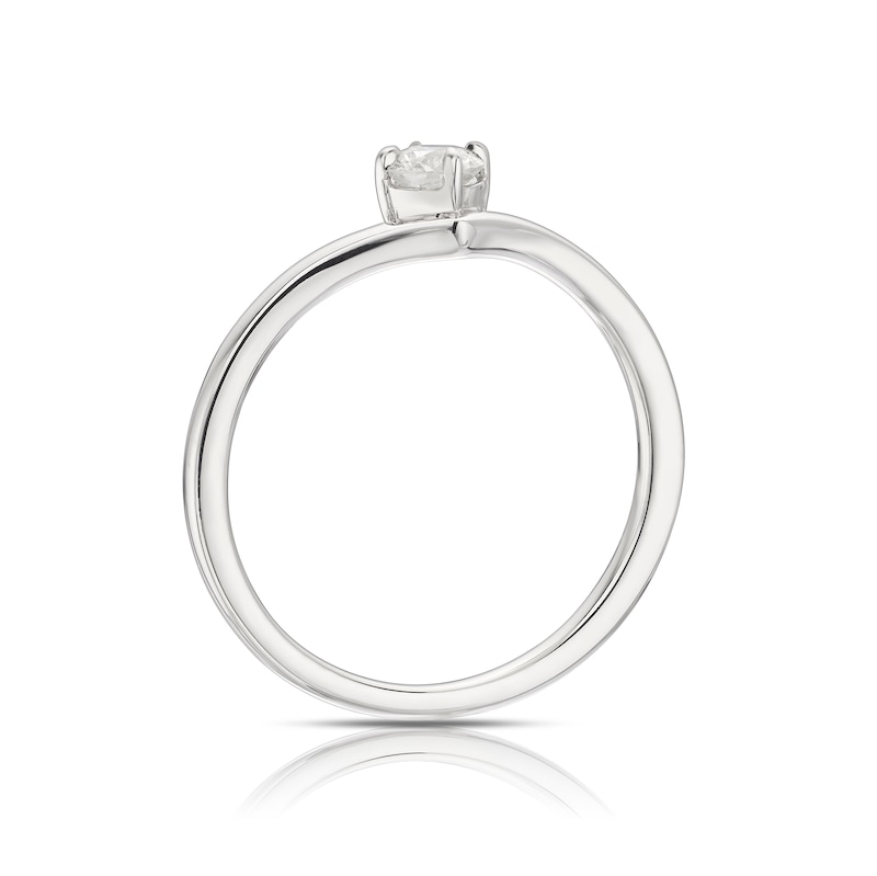 Main Image 3 of 9ct White Gold 0.25ct Diamond V-Shape Solitaire Ring