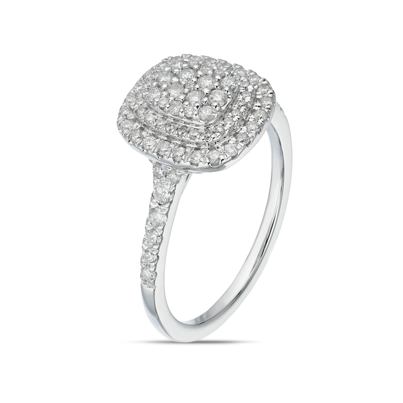 Main Image 2 of 9ct White Gold 0.50ct Diamond Cushion Cluster Ring