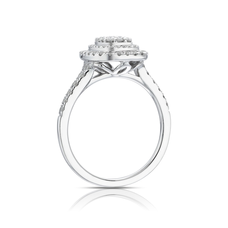 Main Image 3 of 9ct White Gold 0.50ct Diamond Cushion Cluster Ring