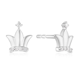 Children's Sterling Silver Diamond Crown Stud Earrings