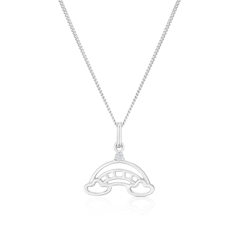 Main Image 1 of Children's Sterling Silver Diamond Rainbow Pendant 14+2" Necklace