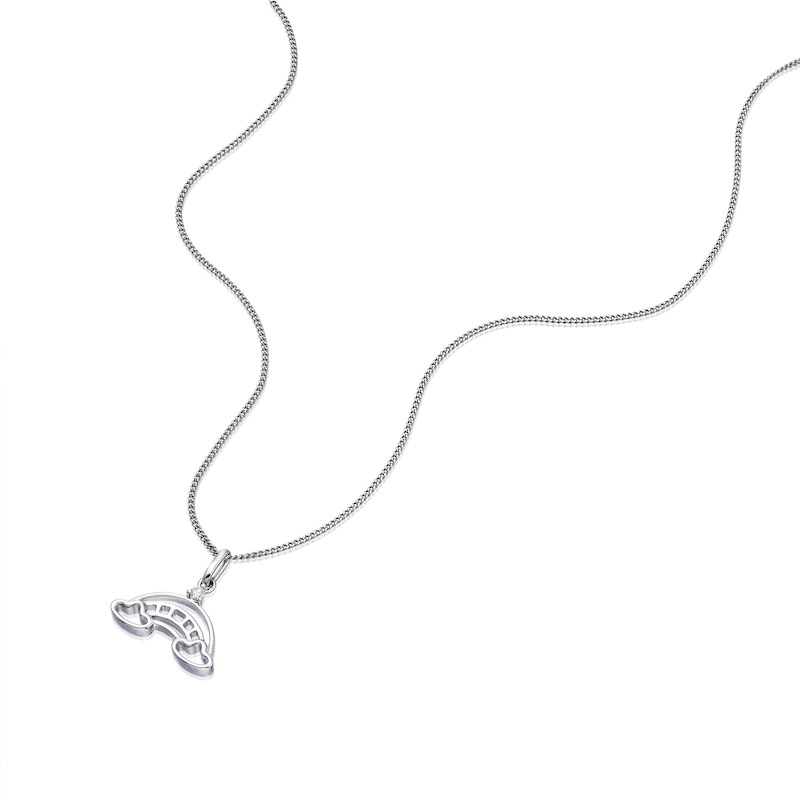 Main Image 2 of Children's Sterling Silver Diamond Rainbow Pendant 14+2" Necklace