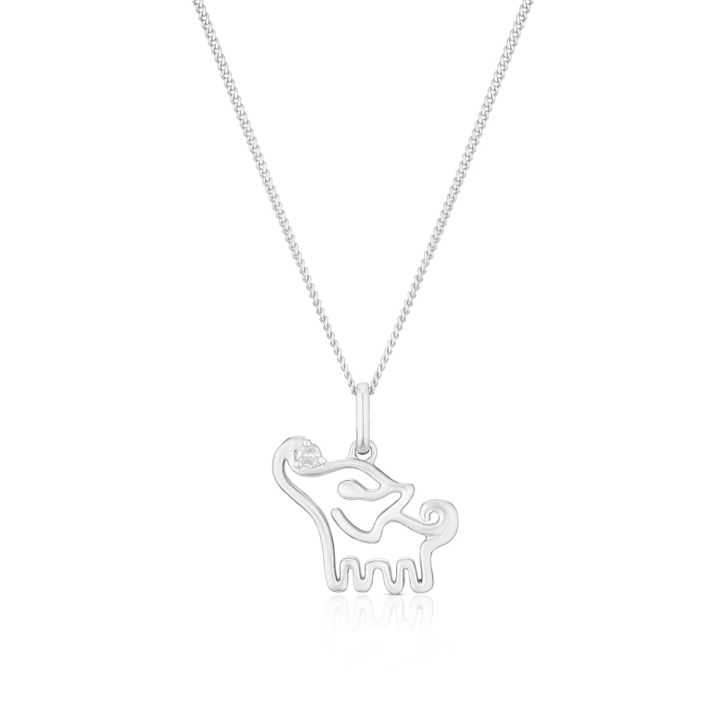 Main Image 1 of Children's Sterling Silver Diamond Elephant Pendant 14+2" Necklace