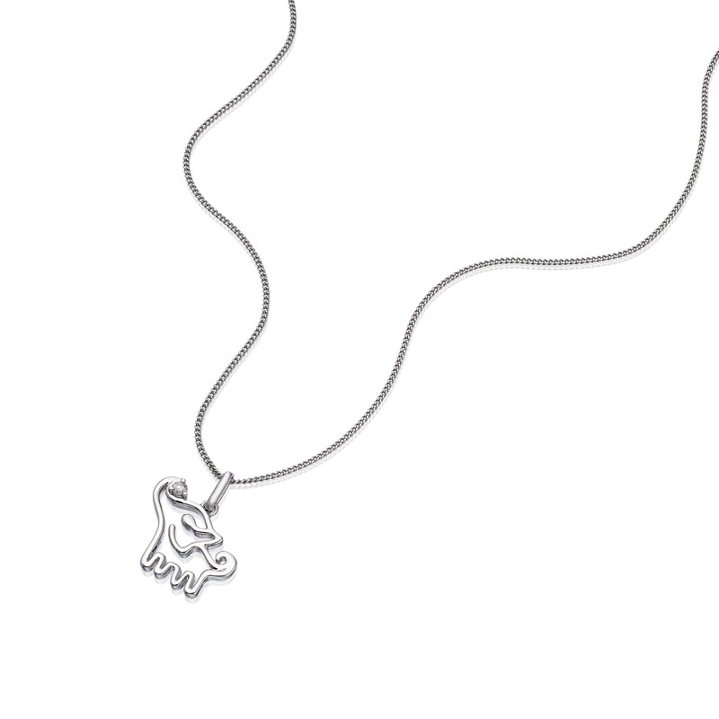 Main Image 2 of Children's Sterling Silver Diamond Elephant Pendant 14+2" Necklace