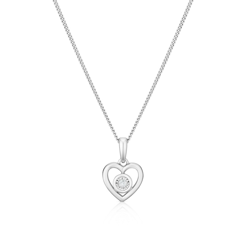 Main Image 1 of Children's Sterling Silver Diamond Heart Pendant 14+2" Necklace