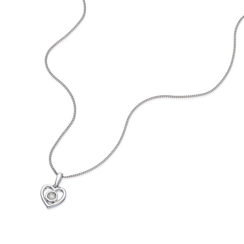 Main Image 2 of Children's Sterling Silver Diamond Heart Pendant 14+2" Necklace