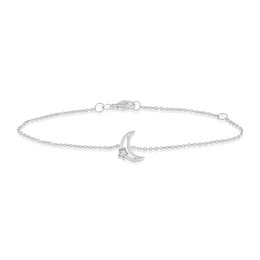 Children's Sterling Silver Diamond Moon & Star 5+1" Bracelet