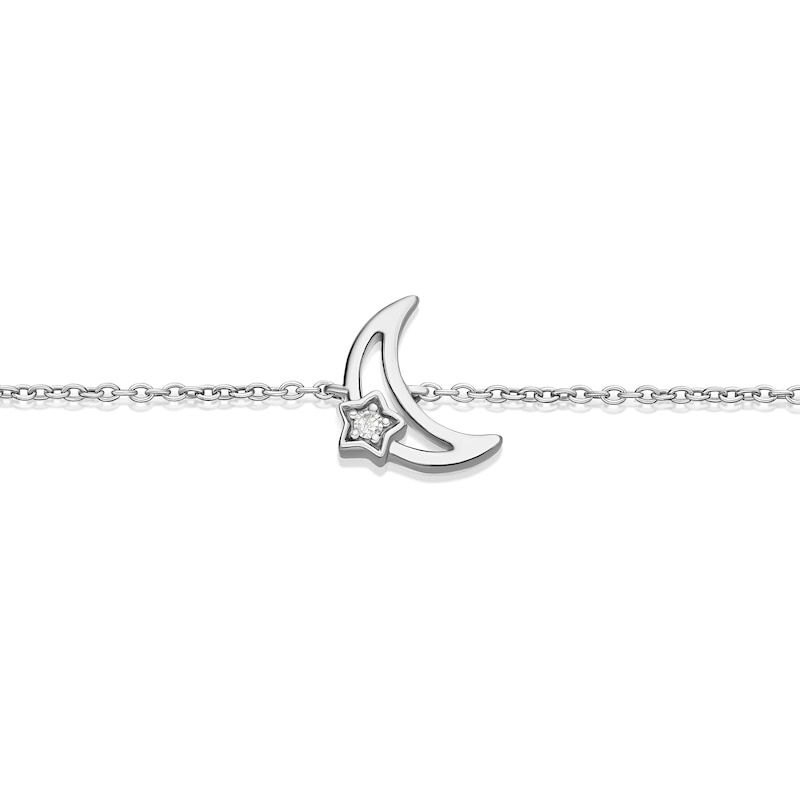 Main Image 2 of Children's Sterling Silver Diamond Moon & Star 5+1" Bracelet