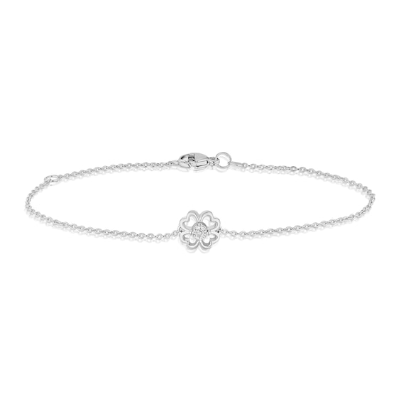Childrens Sterling Silver Diamond Clover 5+1 Bracelet