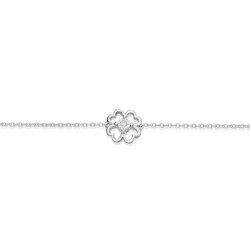 Main Image 2 of Children's Sterling Silver Diamond Clover 5+1" Bracelet