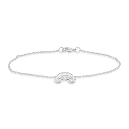 Children's Sterling Silver Diamond Rainbow 5+1" Bracelet