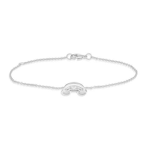 Childrens Sterling Silver Diamond Rainbow 5+1 Bracelet