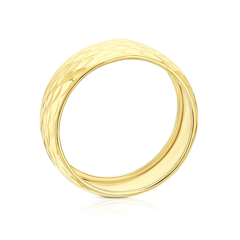 Main Image 3 of 9ct Yellow Gold Chunky Diamond Cut Ring