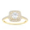 Thumbnail Image 1 of 9ct Yellow Gold Cubic Zirconia Double Halo Cushion Ring