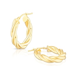9ct Yellow Gold Twisted Oval Hoop Earrings