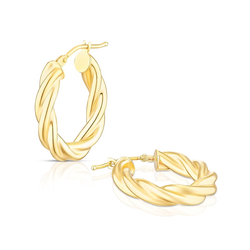 Main Image 1 of 9ct Yellow Gold Twisted Oval Hoop Earrings