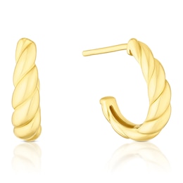 9ct Yellow Gold Twisted Half Hoop Earrings