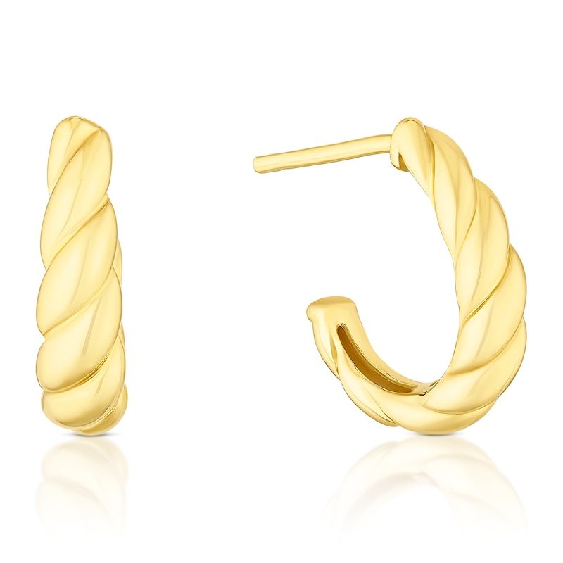 Main Image 1 of 9ct Yellow Gold Twisted Half Hoop Earrings