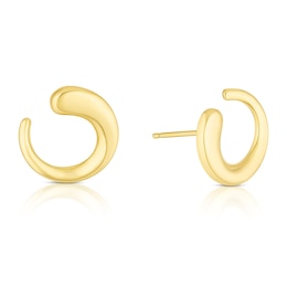 9ct Yellow Gold Bubble Half Swirl Stud Earrings