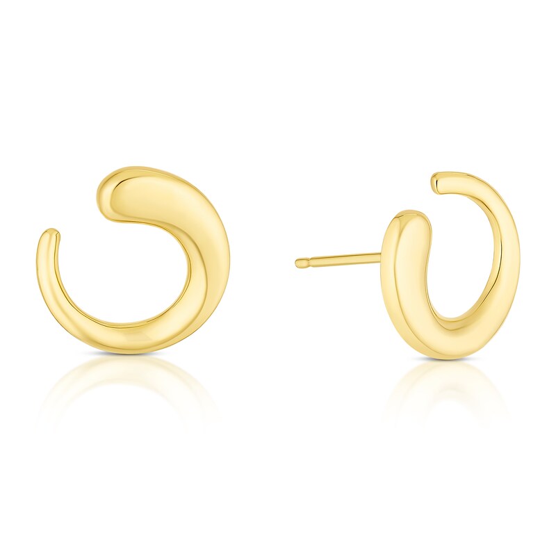 Main Image 1 of 9ct Yellow Gold Bubble Half Swirl Stud Earrings