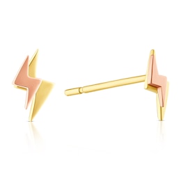 9ct Yellow Gold Two Tone Lightning Stud Earrings