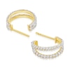 Thumbnail Image 2 of 9ct Yellow Gold Crystal Two Row Half Hoop Earrings