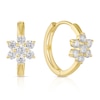 Thumbnail Image 1 of 9ct Yellow Gold Cubic Zirconia Flower Huggie Hoop Earrings