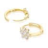 Thumbnail Image 2 of 9ct Yellow Gold Cubic Zirconia Flower Huggie Hoop Earrings