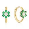 Thumbnail Image 1 of 9ct Yellow Gold Green Cubic Zirconia Flower Hoop Earrings