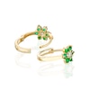 Thumbnail Image 2 of 9ct Yellow Gold Green Cubic Zirconia Flower Hoop Earrings