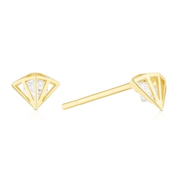 9ct Yellow Gold Diamond Shape Cubic Zirconia Stud Earrings