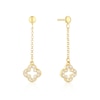 Thumbnail Image 1 of 9ct Yellow Gold Cubic Zirconia Clover Drop Earrings