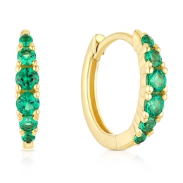 9ct Yellow Gold Green Cubic Zirconia Hoop Earrings