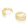 Thumbnail Image 2 of 9ct Yellow Gold 3 Row Cubic Zirconia Twisted Huggie Hoop Earrings