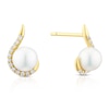 Thumbnail Image 1 of 9ct Yellow Gold Pearl & Cubic Zirconia Stud Earrings