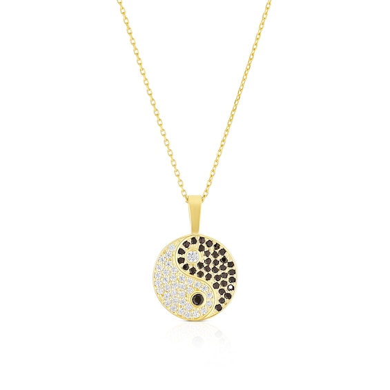 9ct Yellow Gold Ying and Yang Pendant 16+2 Necklace