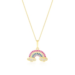 9ct Yellow Gold Rainbow Pendant 16+2" Necklace