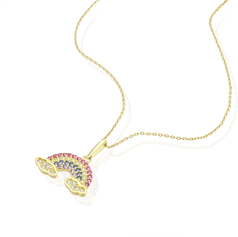 Main Image 2 of 9ct Yellow Gold Rainbow Pendant 16+2" Necklace