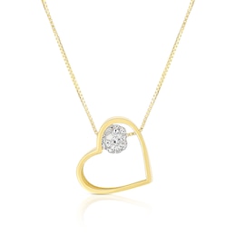 9ct Yellow Gold Heart & Crystal Ball Pendant 16+2" Necklace