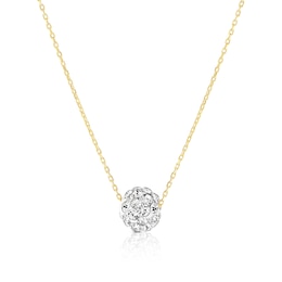 9ct Yellow Gold Crystal Ball Pendant 16+2" Necklace