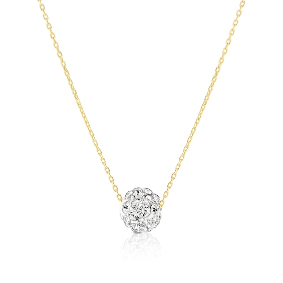 9ct Yellow Gold Crystal Ball Pendant 16+2 Necklace