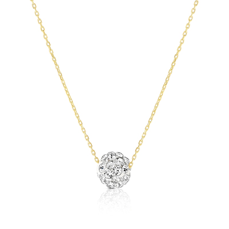 Main Image 1 of 9ct Yellow Gold Crystal Ball Pendant 16+2" Necklace