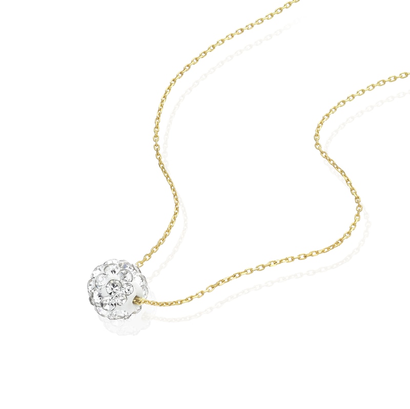 Main Image 2 of 9ct Yellow Gold Crystal Ball Pendant 16+2" Necklace