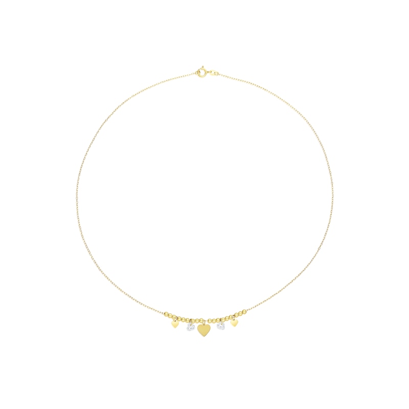 Main Image 2 of 9ct Yellow Gold Cubic Zirconia & Heart Drop Pendant 18" Chain
